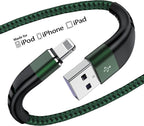 Essri 2Pack for iPhone Charger Cord 1FT, Lighting Cable 1 Feet to USB Charging Cable, Nylon Braided Charging Cord 1 Foot Compatible with iPhone 14 13 12 11 X XS XR 15 Pad-Green
