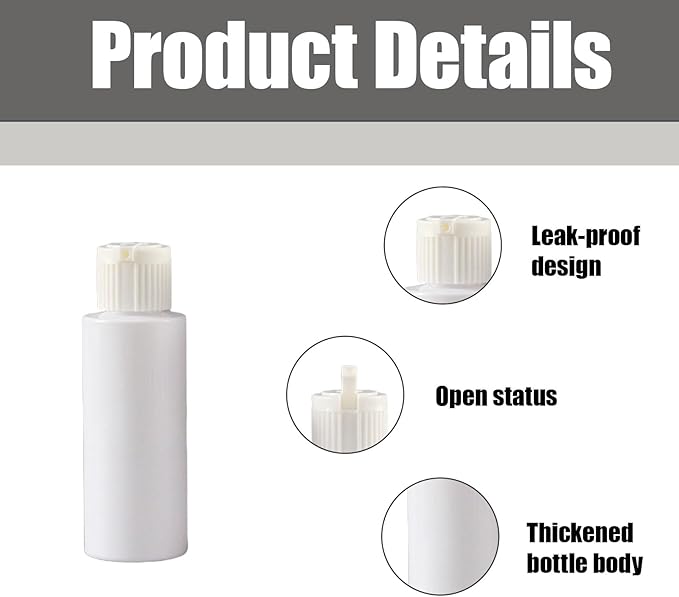 4 Pack 2oz Travel Size Bottles, Refillable Plastic Squeeze Containers with Flip Top Caps, Small Empty Toiletry Dispensers for Shampoo, Lotion, Conditioner