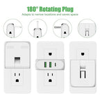 Flat Wall Outlet Extender with USB Charging Ports, HICITY 180° Swivel Power Strip 2 USB Ports, 2 Prong Folding Plug for Tight Spaces, Type A Ultra Thin Design (White)