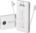 Portable Charger Power Bank Built in Cables and Wall Plug, 10000mAh iPhone Battery Pack Fast Charging, USB C External Slim Power Bank, Travel Essentials Compatible with iPhone 17 16 15 14 iPad, White