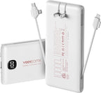 Portable Charger Power Bank Built in Cables and Wall Plug, 10000mAh iPhone Battery Pack Fast Charging, USB C External Slim Power Bank, Travel Essentials Compatible with iPhone 17 16 15 14 iPad, White
