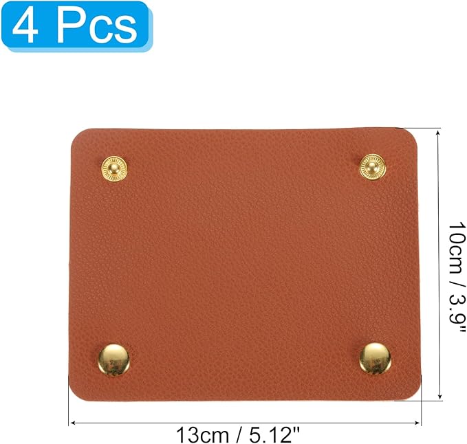 uxcell 4Pcs Handbag Handle Wrap Covers, PU Leather Luggage Grip Protector for Suitcases, Shopping Bag (13x10cm, Dark Brown)