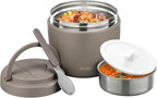wiwens Thermo Food Jar for Hot Food Adults 32OZ Soup Thermo Lunch Containers Wide Mouth Vacuum Insulated Stainless Steel Leakproof Bento Box with Spoon (Khaki)