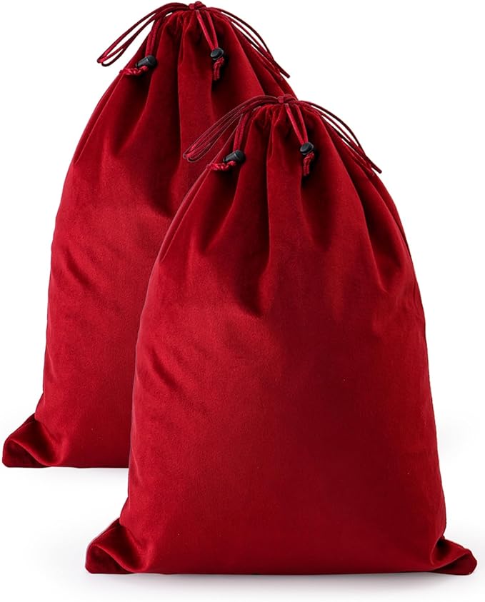 FantasyLife Shoe Bags for Travel, Washable Dust Bags for Storage & Packing, Flannel Shoe Pouch with Drawstring Closure for Purses, Handbags, Shoes & Toys (2, Rio Red, 17.3"x12.6")