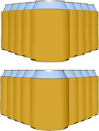 PartyPrints 1000 Pack Gold Blank Can Cooler Sleeves, Customizable Bulk Can Coolers, Extra-Thick Collapsible Drink Insulator Sleeve, Beer Can Coolers for Party Beverages