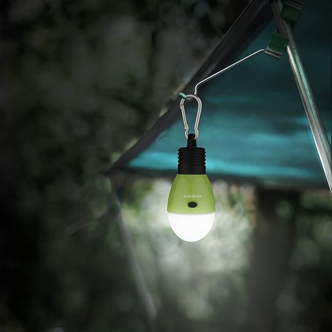 EverBrite Rechargeable Camping Light, Portable Tent Lantern,3 Lighting Modes, Hanging Tent Light Bulbs with Clip Hook for Hiking, Fishing, Backpacking, Emergency and More-Green