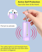 Personal Alarm for Women, Rechargeable with Safety Lights & Low Battery Notice, 130dB Siren with LED Flashlight Strobe Light for Emergency, Dual Light Sources Safety Keychain