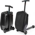 Scooter Suitcase Carry On Hardshell Ride On Suitcase Scooter for Kids Age 4-15, Multifunctional Ride On Lightweight Kids Luggage with Wheels(Black)