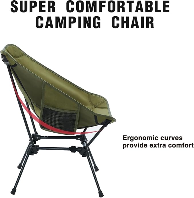 MOON LENCE Portable Camping Chair Backpacking Chair - The 4th Generation Ultralight Folding Chair - Compact, Lightweight Foldable Chairs for Hiking Mountaineering, Beach (Green-2Pack)