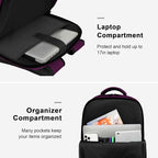 MATEIN Travel Backpack for Women, Extra Large 40L Carry on Backpack, Water Resistant College Bag Computer Bag Gifts for Women & Men Fits 17.3 Inch Laptop, Purple