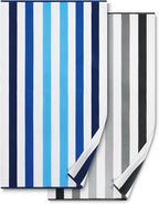 Bornbay Cotton Oversized Beach Towel - Extra Large 40"X70" Plush Thick Pool Towel, XL Fluffy Multi Blue Beach Towels Stripe Swimming Towel for Adults Mens Women
