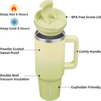 BJPKPK Tumbler With Handle And Straw 40oz Insulated Tumbler Cups With Lid Stainless Steel Travel Coffee Mug,Lime