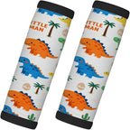 2 Pack Luggage Handle Wrap with Travel Tags - Non-Slip Protective Cover Soft Handle Grips Covers for Suitcase(Cute Little Dinosaurs)
