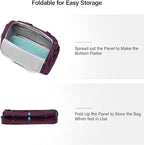 Hanke Small Travel Duffel Bag, Under Seat Carry On Personal Item Bag with 11 Pockets, Lightweight Water Resistant Foldable Weekender Bag with Trolley Sleeve for Travel Gym Daily Use（Purple）