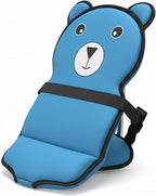 Cartoon Bear Kids Suitcase Seat with Safety Strap, Toddler Travel Essential, Luggage Seat for Family Travel, Comfortable Ride for Kids, Blue