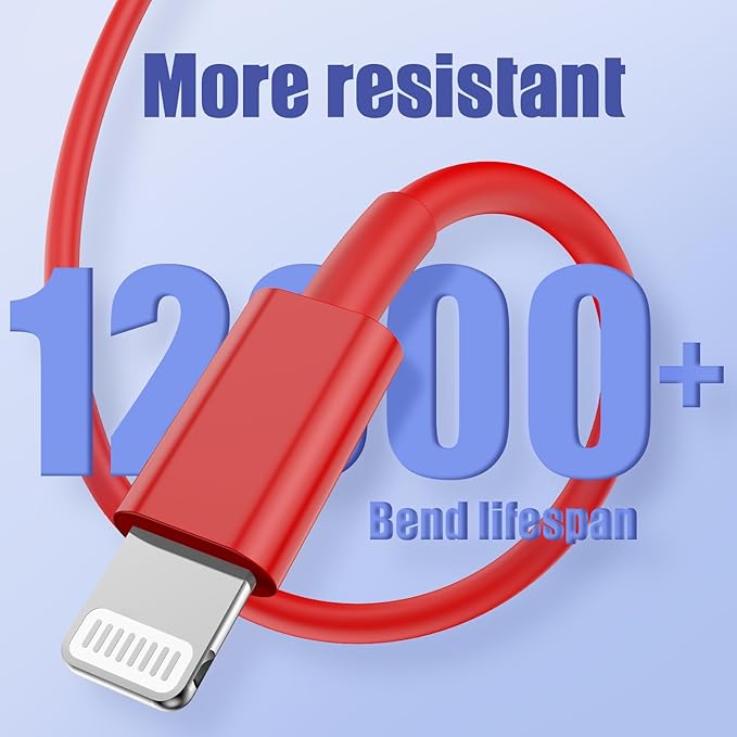 4Pack USB C to Lightning Cable 6FT, Fast Charging Cord for iPhone 14, Replacement for Apple Original Charger Cable for iPhone 14 13 12 11 Pro 11 XS MAX XR 8 7 6s Plus-Red