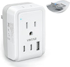 1 Pack US to Japan Plug Adapter, VINTAR Foldable Japan Travel Adapter with 2 Outlets and 3 USB Ports(2 USB C), 2 Prong to 3 Prong Outlet Adapter for USA to Japan China Canada Philippine, Type A