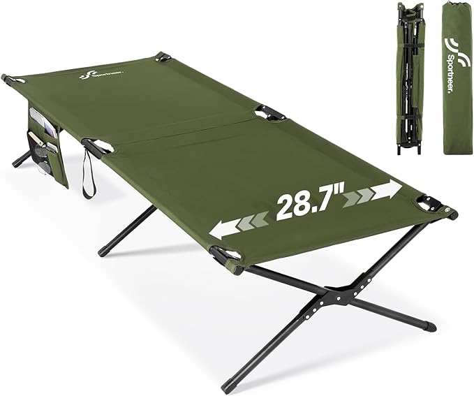 Sportneer Camping Cot, 78.3"x28.7"x14.6" Portable Folding Bed for Adults with Storage Bag, Support 330 LBS, Compact for Outdoor Camping, Travel, Home Guest Room