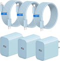 iPhone Fast Charger 3+3Pack 20W USB C Wall Charger with 10FT Fast Charging Cable Compatible with iPhone 14/13/12/11/Pro/Pro Max-Blue
