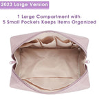 Narwey Cute Makeup Bag Travel Cosmetic Bag Organizer Toiletry Bag Make Up Bags with Compartments for Women Girls (Large, Dusty Rose)