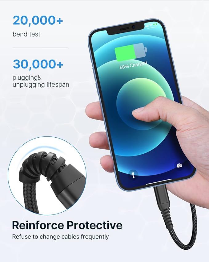 Aioneus iPhone Charging Cable 6ft 2Pack, MFi Certified USB A to Lightning Cable Nylon Braided Fast Charger Cord for Apple iPhone 14 13 12 11 Pro XS Max XR 10 8 7Plus SE