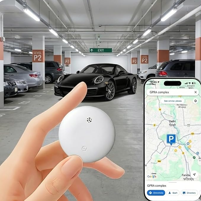 2-Pack Bluetooth Item Finder | Keys Luggage Wallet Locator for iOS & Android | No GPS, Shows Last Known Location | No Monthly Fee | IP67 Waterproof | 1-Year Battery (White)