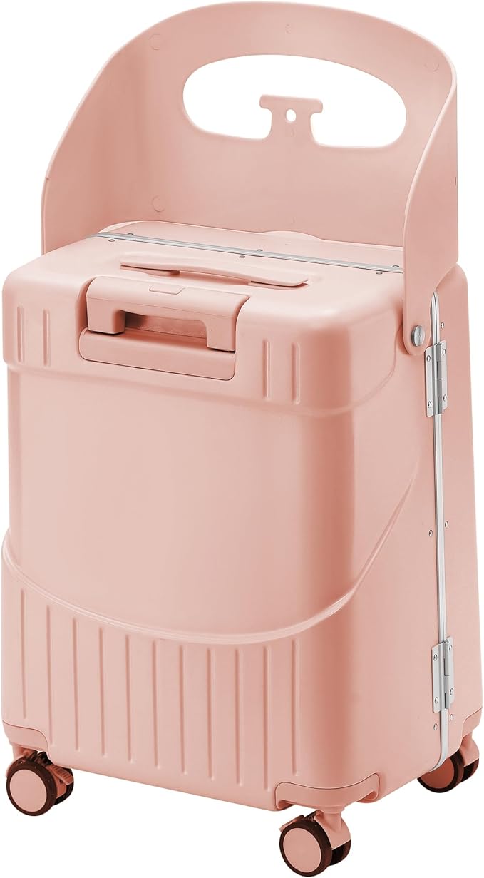 20" Ride-On Luggage with Child Seat, Hardside Carry-On Suitcase with Shockproof 360° Silent Spinner Wheels, TSA Lock, Kids & Adults & Busy Moms