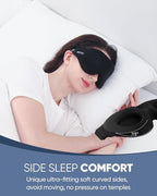 MZOO Luxury Sleep Eye Mask for Side Sleeper Men Women, Zero Eye Pressure 3D Sleeping Mask, Light Blocking Patented Design Night Blindfold, Soft Eye Shade Cover for Travel, Black