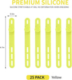 Oligei 25 Pcs Silicone Cable Ties, Cable Ties Reusable, High Elasticity Cord Wraps for Electrical Cords, Cord Organizer for Earphone, Phone Charger(Yellow)