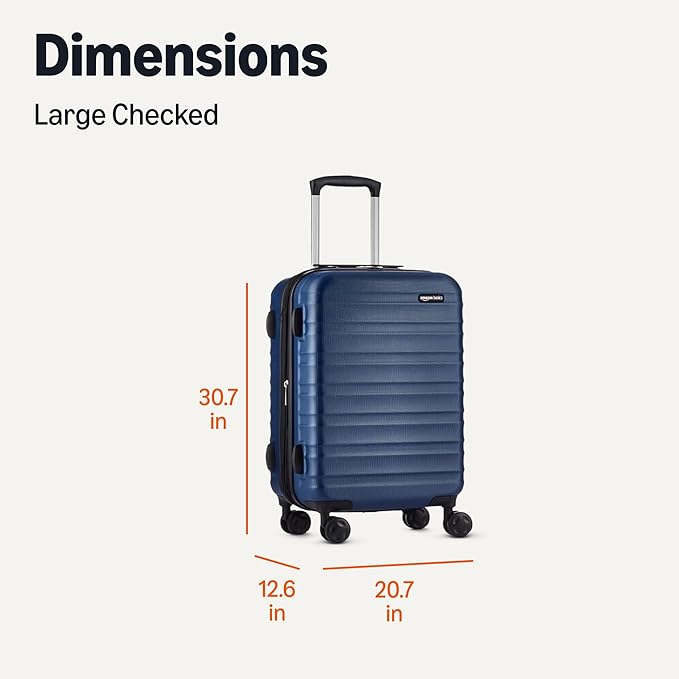 Amazon Basics 30" Hardside Large Checked Luggage with Multi-directional Wheels, Expandable for Up to 15% More Space, Scratch-Resistant Hardshell, Navy Blue