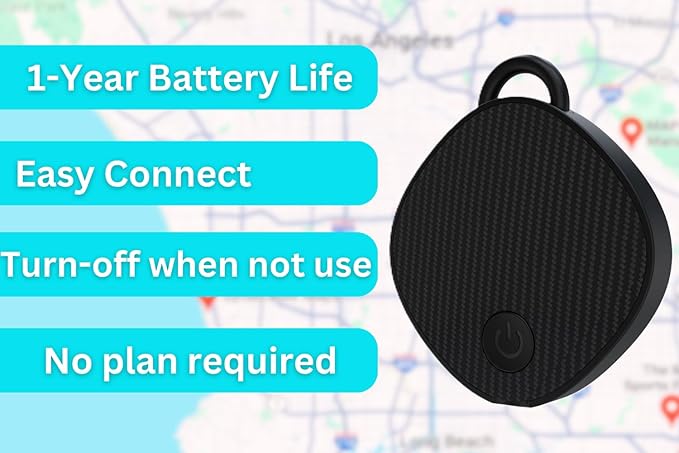 Unlimited Range GPS Tracking Device Item Locator for Car, Purse, Pet, Key Work with Apple Findmy No 3rd App Needed (Black)