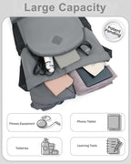 RHDZO Drawstring Backpack Gym Backpack with Shoe Compartment for Men Women String Sports Bag with Wet Pocket Cinch Swim Beach Bag, Large Gray