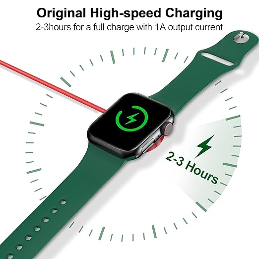 𝟐𝟎𝟐𝟔 𝐔𝐩𝐠𝐫𝐚𝐝𝐞𝐝 for Apple Watch Charger Magnetic Fast Charging Cable [Portable] Magnetic Wireless Charging Compatible with iWatch Series Ultra/10/9/8/7/6/SE/5/4/3/2-[3.3FT] Red
