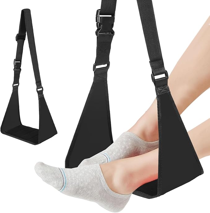 Airplane Footrest, Portable Foot Hammock for Airplane Travel, Adjustable Airplane Foot Rest for Long Flight Bus Train Office, Travel Accessories to Relax Your Feet & Leg