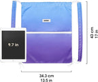 WANDF Drawstring Backpack Sports Gym Bag with Shoulder Pads Water Resistant String Cinch Bag for Women Men (Blue Gradient)