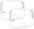 BAGSMART Clear Toiletry Bag, 2 Pack TSA Approved Travel Toiletry Bag Carry on Travel Accessories Bag Airport Airline Quart Size Bags Water Repellent Makeup Cosmetic Bag for Women (White-2pcs)