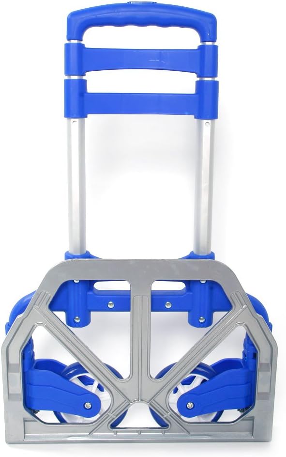 Folding Hand Truck, Dolly Cart with Wheels Foldable, Lightweight Aluminum Luggage Cart Portable Collapsible Trolly for Utility Cart, Hand Trucks for Moving Travel Shopping Airport Office Blue