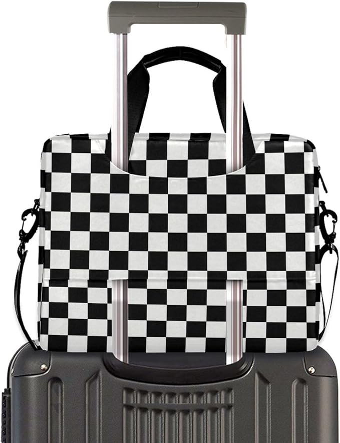 Waving Checkered Flag Car Racing Laptop Case, 15.6 inch Laptop Bag, Waterproof Laptop Sleeve, Laptop Briefcase for Women & Men