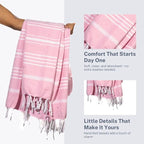 Cotton Turkish Beach Towel with Towels Oversized 36"x72" Pool Absorbent Extra Large Quick Dry Sand Travel Towel (Peony Plush, 2 Pack)