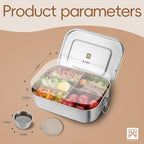 GOLDEN KEY 47QZ Stainless Steel Bento Box with 5 Compartments,1400ml Large & Thickened Metal Lunch Box for Kids or Adults,Eco-friendly Leak-Proof Container with Lockable Clips