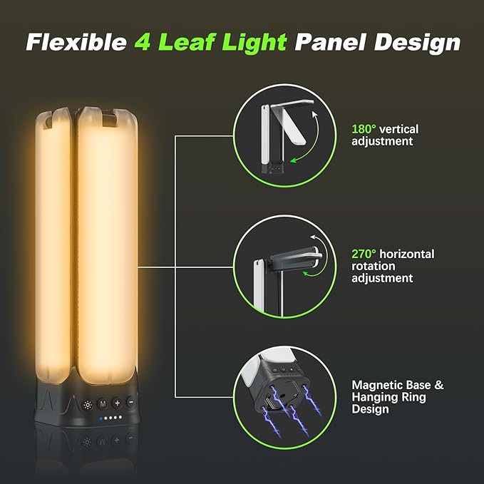 Clemas Camping Lights with Remote & Stand 6 Ft,14000 mAh Rechargeable Camping Lantern Tent Light, 6000 Lumen Magnetic Work Light,Portable Outdoor Light for Hiking,Camping,Emergency,Power Outages