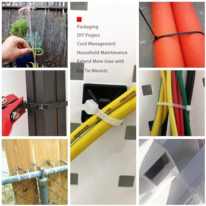 HS 10 Inch Zip Ties Black 50 Pounds Tensile Strength Strong Wide Straps (100 Pack) Nylon PA66 UV Resistant,Self-Locking Medium Electrical Plastic Cable Wire Zipties for Outdoor Use,Multi Purpose