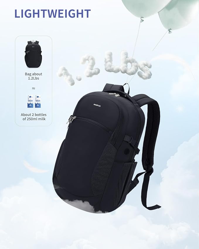 ECOHUB 17" Laptop Backpacks with Laptop Compartment Work Backpack Women Lightweight & Water Resistant Travel Backpack,Black