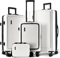 TRAVELARIM White Hardshell Luggage Sets 4 Piece, Durable Suitcase Set, Travel Luggage Set with Integrated TSA Lock, 360° Spinner Wheels, Expandable Medium and Large Checked Suitcase, 20/24/28 Inch