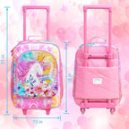 Kids Luggage for Girls, Unicorn Rolling Travel Carry on Suitcase for Toddler Children with Wheels(Pink)