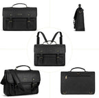 MOSISO 3 in 1 Laptop Bag, 15.6 inch PU Leather Shoulder Bag Briefcase Messenger Satchel Laptop Backpack, 15-16 inch Computer Bags Handbag Bookbag, Black