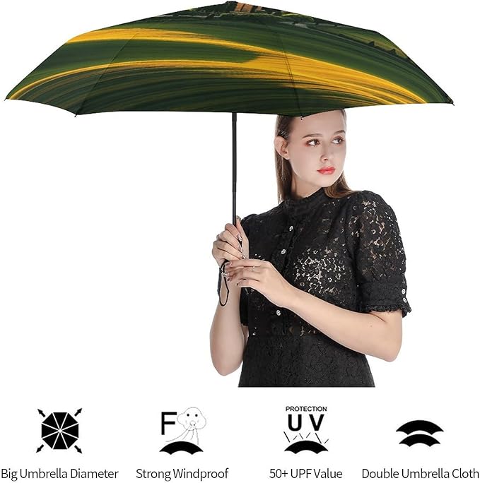 Cowboy Black Hat Western Boots Umbrellas for Rain Portable Travel Umbrellas Lightweight Automatic Windproof Folding Umbrella Compact Outdoor Beach Umbrella for Women, Men