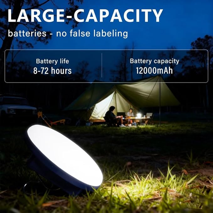 Camping Lights Tent Light 4500 Lumens 45W Rechargeable LED Lantern Magnetic Hanging, Portable USB Outdoor Canopy, Emergency Lights for Home, Lanterns for Power Outages, Ice Shanty Lights--12000mAh