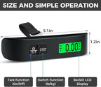 BAGAIL Digital Luggage Scale, 110lbs Hanging Baggage Scale with Backlit LCD Display, Portable Suitcase Weighing Scale, Travel Luggage Weight Scale with Hook, Strong Straps for Travelers