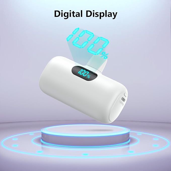 Small Portable Charger for iPhone,Upgraded 5000mAh PD Fast Charging Power Bank,Mini Plug-in Battery Pack Backup Charger Compatible with iPhone 14/14 Pro Max/13/13 Pro/12 Pro/11/XS/XR/X/8/7/6 etc-White